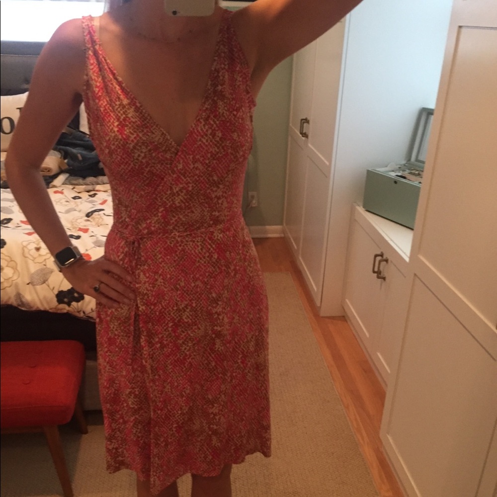 DVF pink/brown snake print wrap dress, silk, 2
